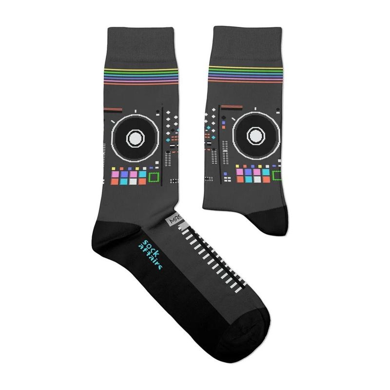 Heel Tread Unisex Adult Dj Mixer Socks  Multicolored